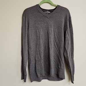 Smartwool L Men's Kiva Ridge V-Neck Sweater Merino Wool Taupe Gray Top